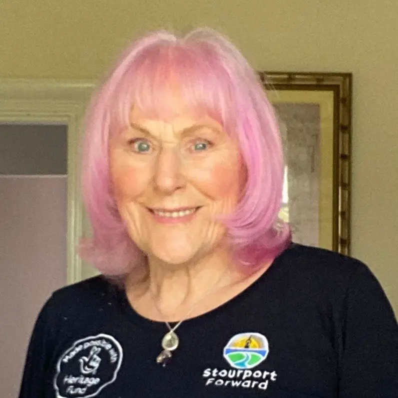 A photograph of Shirley Webb, lead volunteer at Stourport Forward.